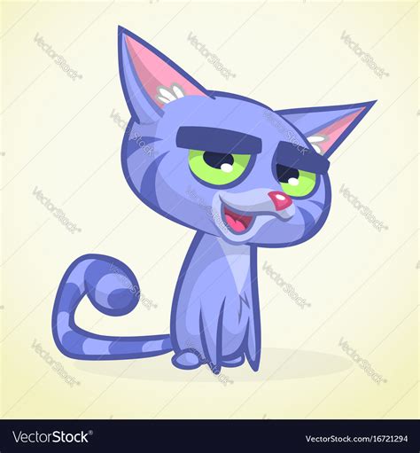 Cartoon Blue Cat Royalty Free Vector Image Vectorstock