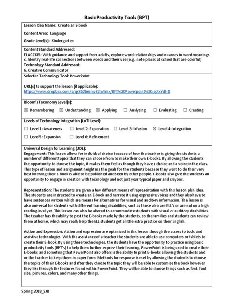 Bpt Lesson Plan Idea Pdf Pdf Lesson Plan Teachers