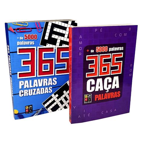 Kit 2 Livros 365 Palavras Cruzadas 365 Caça Palavras Azul Pé da