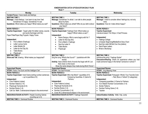 Kindergarten Lesson Plan Week 7 Kindergarten Catch Up Education Daily