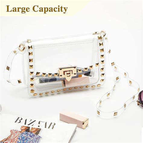 Clear Crossbody Bag Stadium Approved Coromay Fashion Rivet Decor