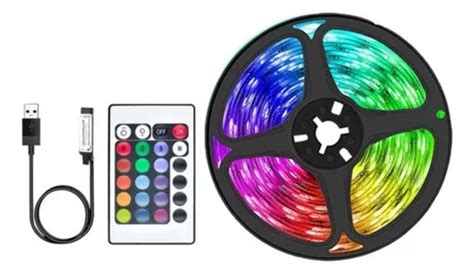 Cinta Tira Tipo Led Usb 5 Metros Rgb Y Control Remoto Luz Multicolor