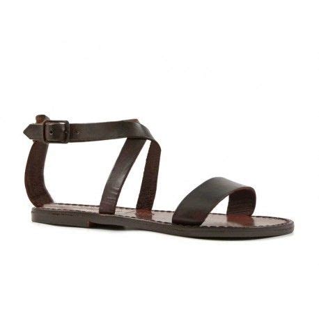 Womens Sandals In Dark Brown Leather Handmade In Italy The Leather