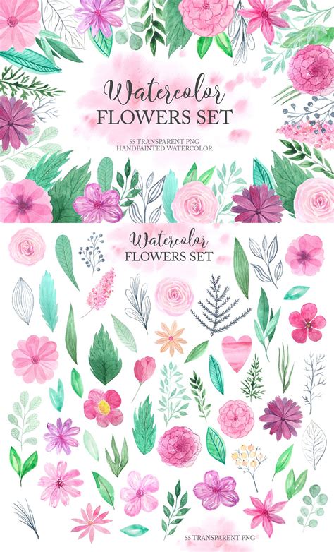 Watercolor Spring Flowers PNG Clipart (2554298)