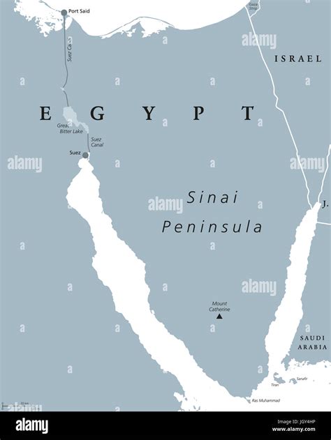 Mapa Político De La Península Del Sinaí Puente De Tierra En Egipto