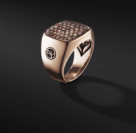 David Yurman Streamline Signet Ring In K Rose Gold With Cognac