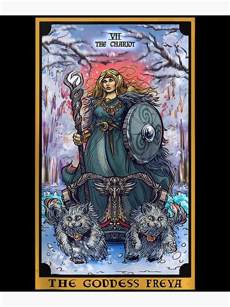 The Goddess Freyja The Chariot Tarot Card Norse Pagan Witch Poster