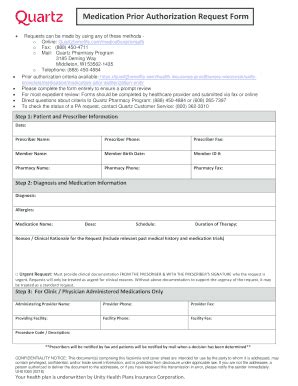 Fillable Online Medication Prior Authorization Request Form Unity