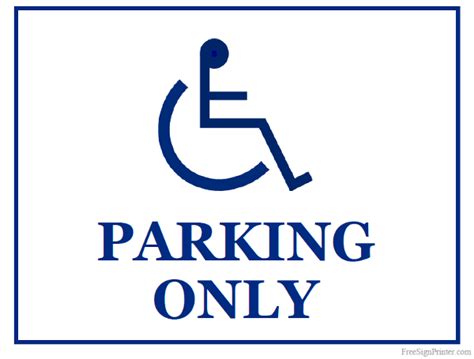 Printable Handicap Parking Sign