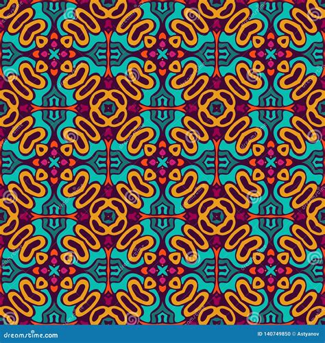 Tribal Indian Ethnic Seamless Design Festive Colorful Tiled Pattern