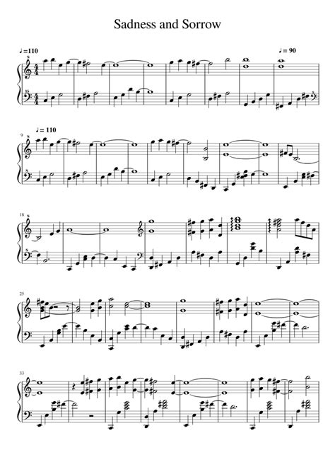 Sadness And Sorrow Sheet Music For Piano Solo Easy Musescore