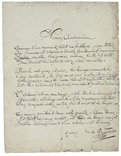 Rimbaud Jean Nicolas Arthur 1854 1891 Autograph Manuscript Signed