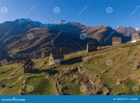 Mountain Landscape and Medieval Architecture Stock Image - Image of ...