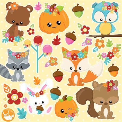 Fall Animals Clipart Commercial Use Fall Pumpkin Clipart - Etsy