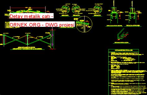 Proje Sitesi Detay metalik çatı Autocad Projesi