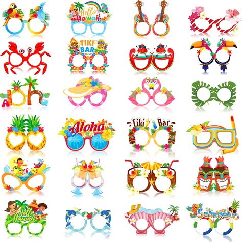 Dpkow Stile Hawaii Party Brillen Maske Hawaii Tropisch Papier