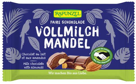 Rapunzel Vollmilch Schokolade Mit Ganzen Mandeln 100g Kamelur