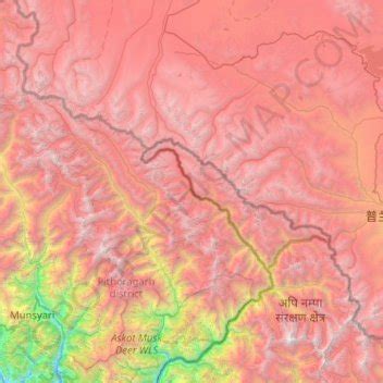 Eastern Kumaon Himalaya topographic map, elevation, terrain