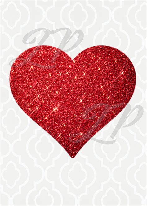 PNG File Red Sparkle Glitter Heart Digital Download Clip Art | Etsy