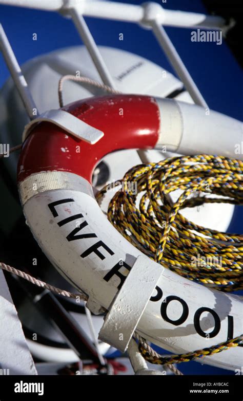 Lifebuoy On Board Royal Iris Ferry Boat Mersey River Liverpool Stock