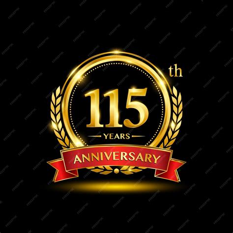 Premium Vector 115th Anniversary Logo Design With Golden Laurel