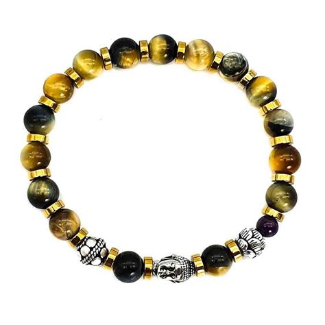 Yellow Tiger S Eye Buddha Bracelet For Men Uk Ommo London