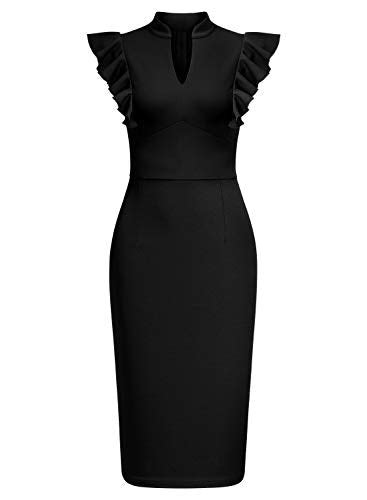 Women S Vintage Ruffle Sleeve V Neck Bodycon Evening Party Cocktail Pe Original Brand