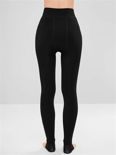 High Waist Fleece Stirrup Leggings BLACK DARK SLATE BLUE JET BLACK TAN