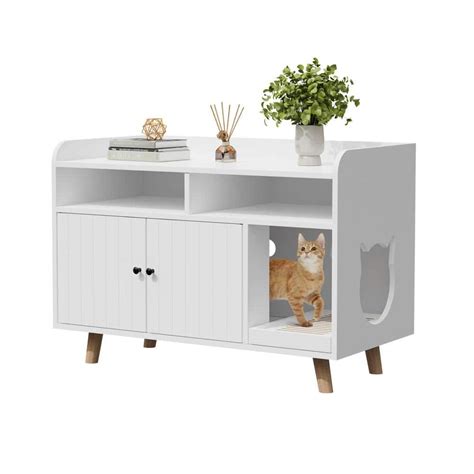 WIAWG Cat Washroom End Table With 2 Storage Compartments And Litter