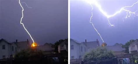 Lightning Bolt Strikes House Roof In Massachusetts