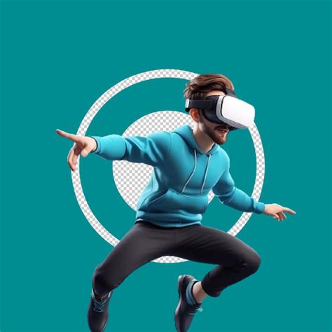 Premium PSD 3d Cartoon Character Man Wearing Virtual Reality Glasses