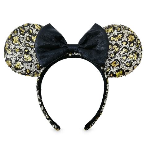 Minnie Mouse Sequined Leopard Print Ear Headband With Bow Disney Store