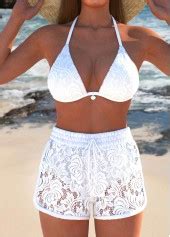 ROTITA Lace White Tie Back Bikini Set Rotita USD 27 98