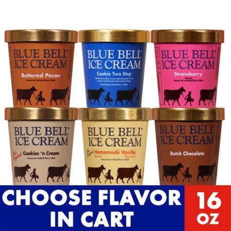 Blue Bell Gold Rim Assorted Flavors Ice Cream Pint Fl Oz King