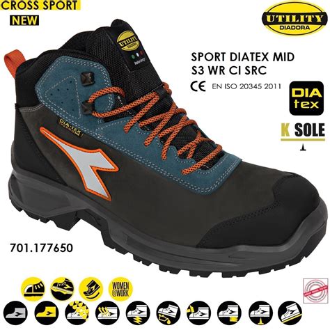 Scarpa Antinfortunistica Linea Cross Sport Diadora Alta Modello Sport