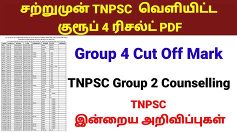 Tnpsc Group Resut Pdf Group Final Cut Off Group Counselling