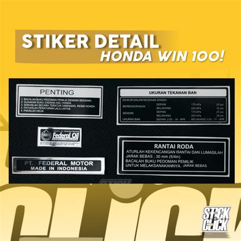 Jual Stiker Detail Honda Win Sticker Honda Win Stiker Perhatian