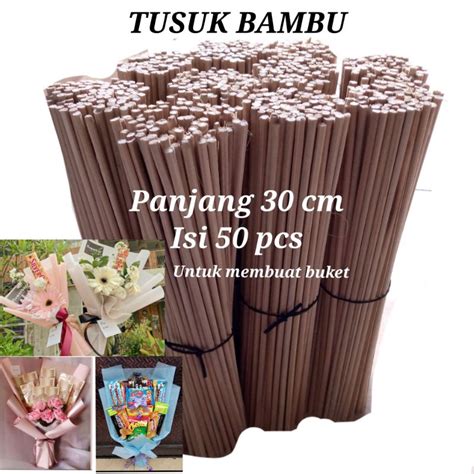 Jual Tusuk Bambu Pcs Tusuk Sate Panjang Cm Tusuk Buket Tusuk Lidi