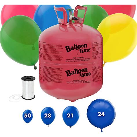 Balloon Time Large Helium Tank 14 9cu Ft Kit With Balloons Ribbon