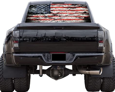 Truck Back Window Graphics American Flag (P530) See Through Rear Deca ...