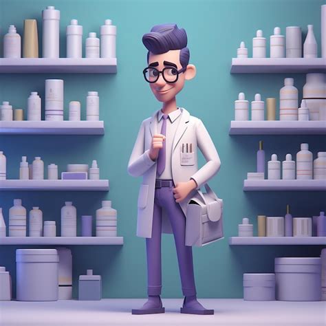 Premium Photo | A male pharmacist cartoon character