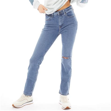 Levis Damen 724 High Rise Jeans Mit Geradem Bein Mittelblau