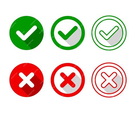 Premium Vector Check Mark And Cross Mark Icons Flat Round Buttons Set