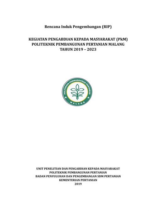 Pdf Rencana Induk Pengembangan Rip Kegiatan Dokumen Tips