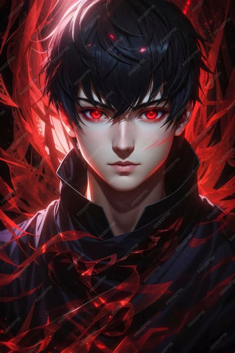 Premium AI Image | Anime Boy with Red Eyes