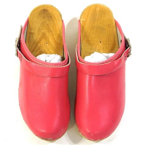 90s Wooden Clogs Vintage 1990s Pink Leather Slip By SpunkVintage