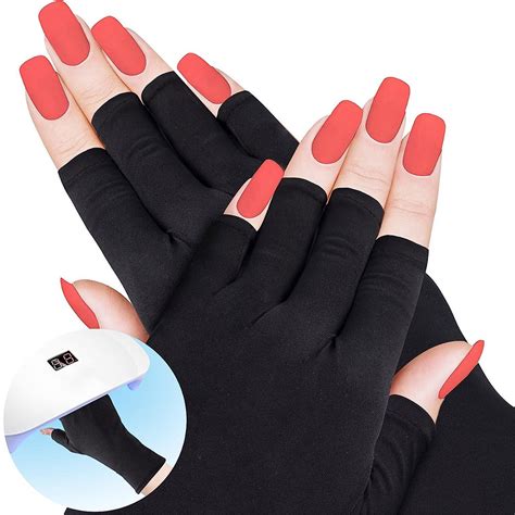 Paar Fingerlose Uv Schutz Manik Re Handschuhe Schwarz