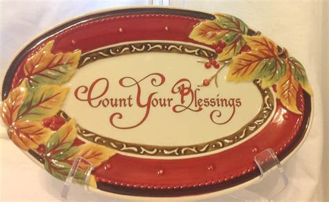 Fitz And Floyd Count Your Blessings Porcelain Ovaltray Plate Bountiful