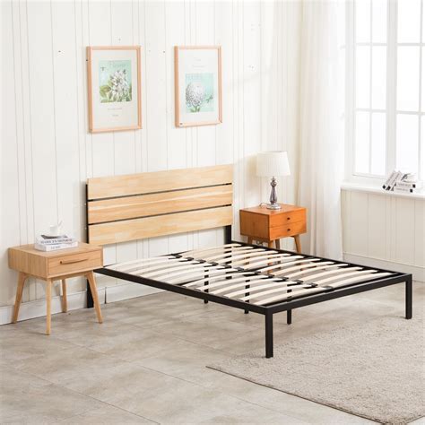 Bed Frame Platform Mecor Headboard And Slats Bedroom Furniture Wooden