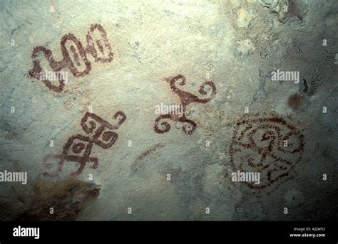 Aruba Arikok National Park Arawak Drawings at Fontein Cave Stock Photo ...